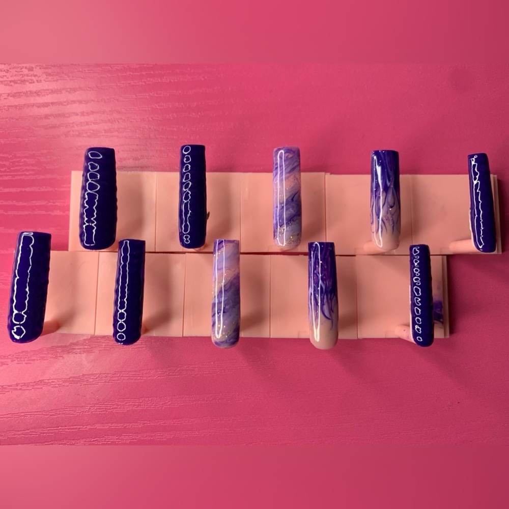 PURPLE 3D ALLIGATOR PRESS ON NAIL SET